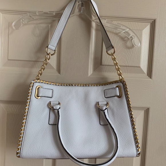 Michael Kors White/Gold Leather Satchel/Shoulder Handbag - Picture 6 of 12